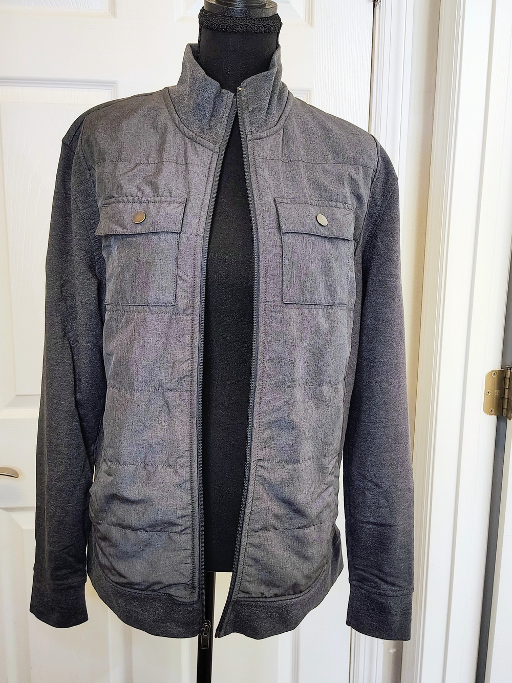 Alfani Men's Military Grey Quilted Jacket Gorpcore Lagenlook Unisex Small